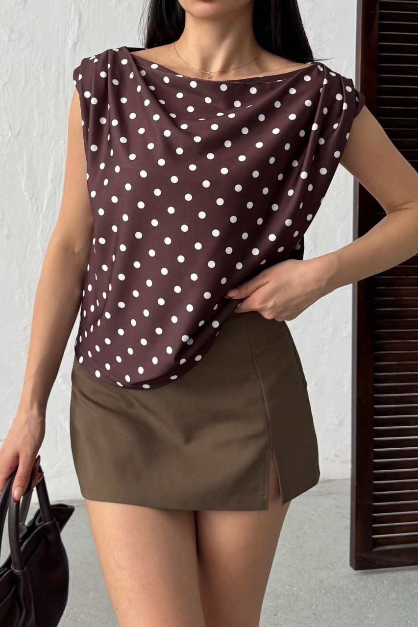 Wholesale Brown Polka Dot Blouse