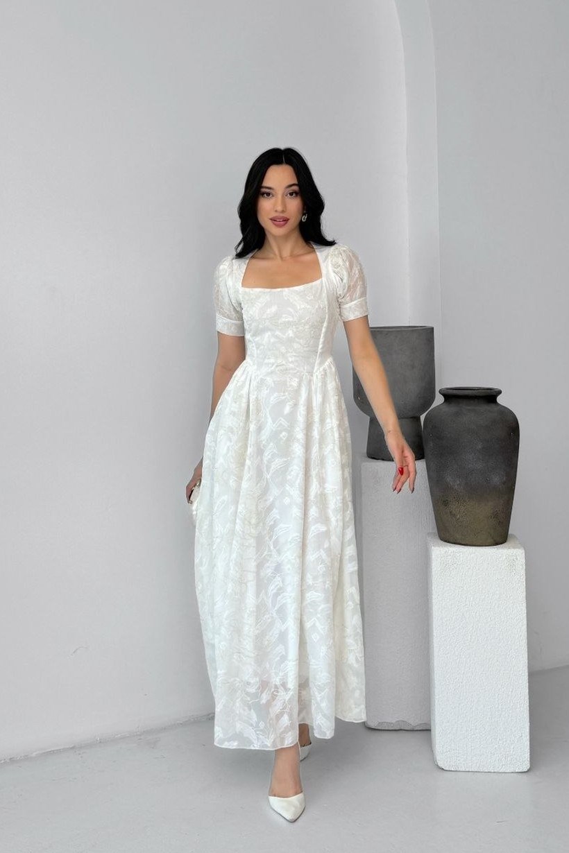 Wholesale Ecru Tulle Maxi Dress
