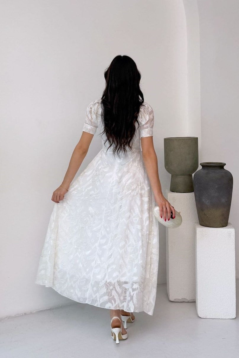 Wholesale Ecru Tulle Maxi Dress