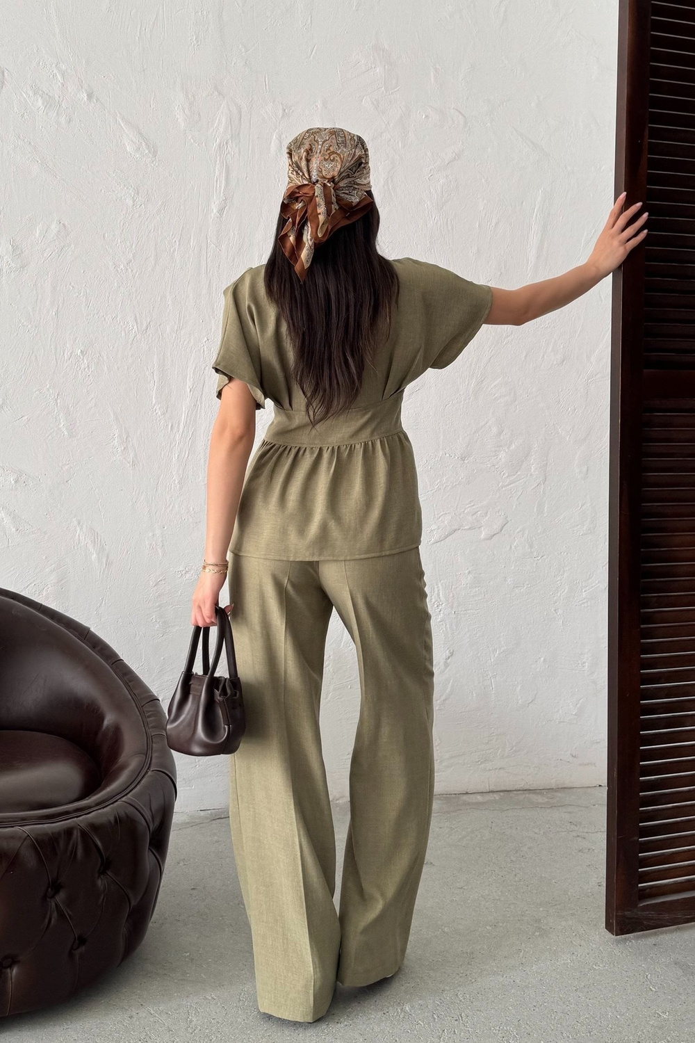 Wholesale Khaki Linen Two-Piece Suit