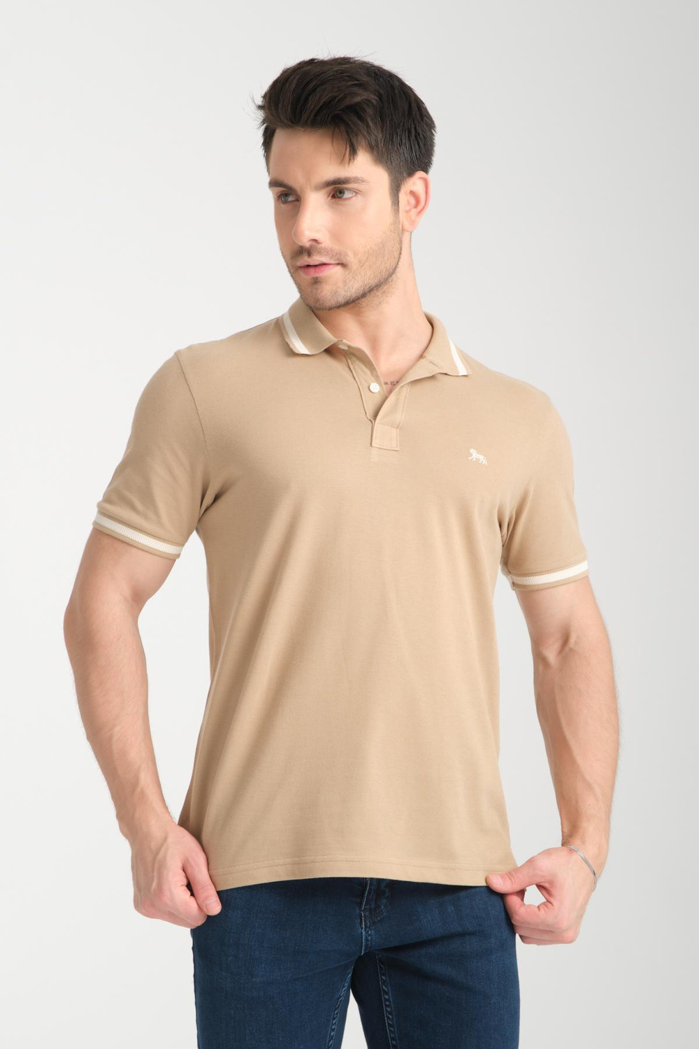 Wholesale Men Beige Polo T-shirt