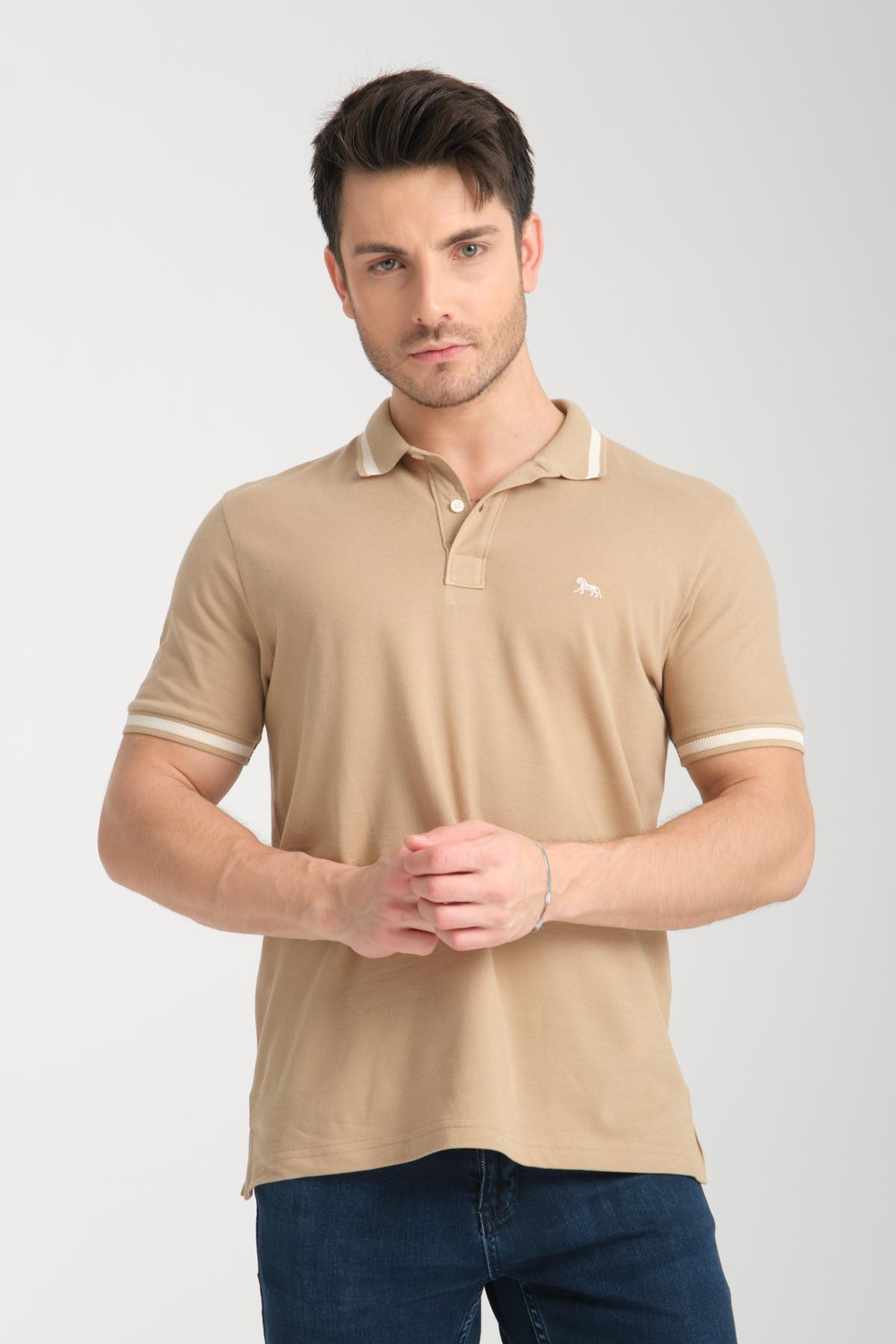 Wholesale Men Beige Polo T-shirt