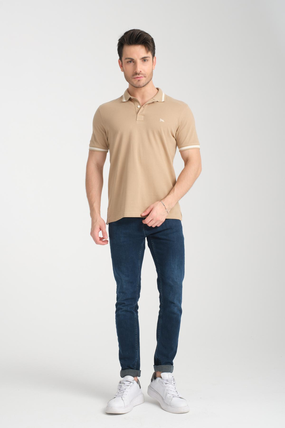 Wholesale Men Beige Polo T-shirt