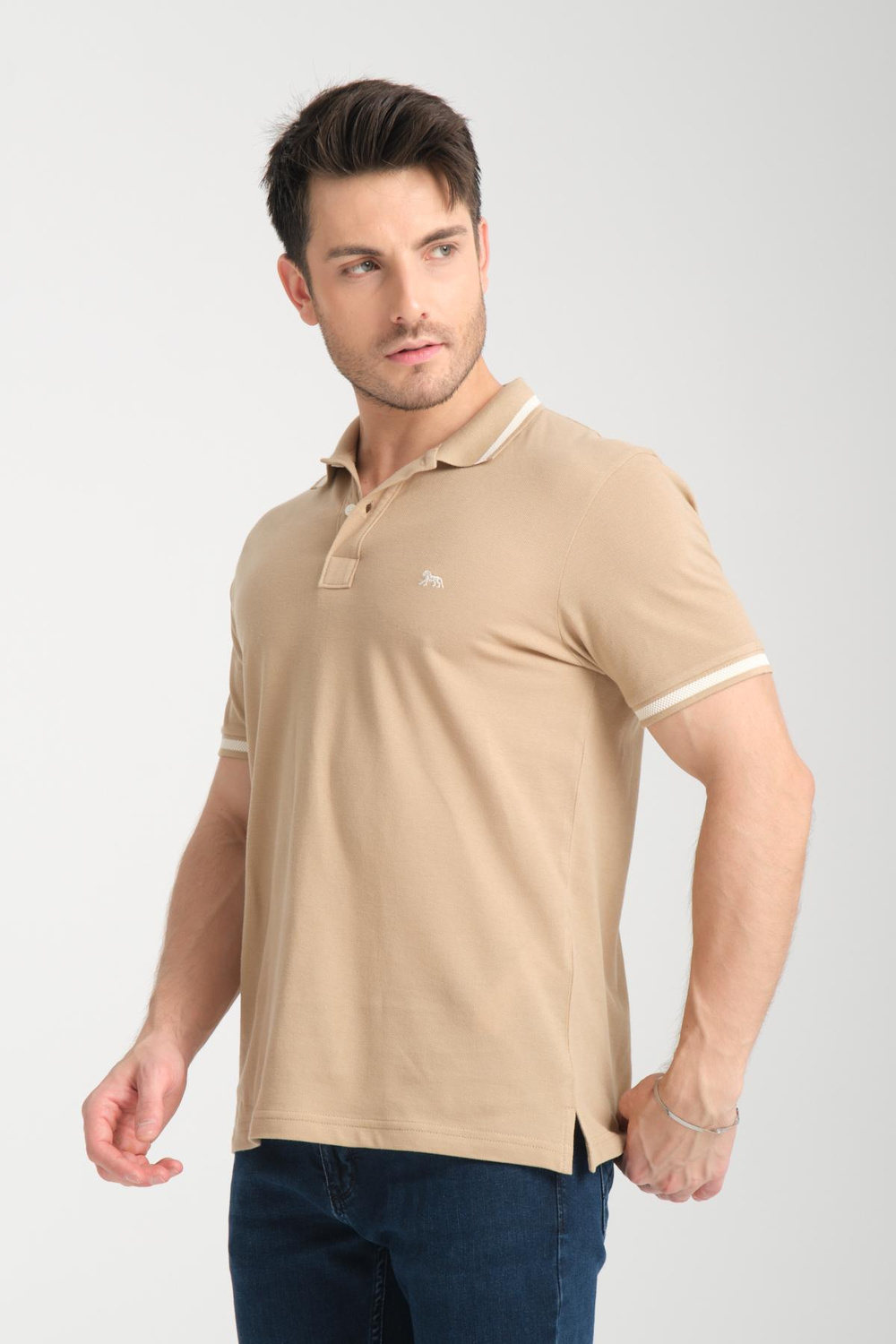Wholesale Men Beige Polo T-shirt