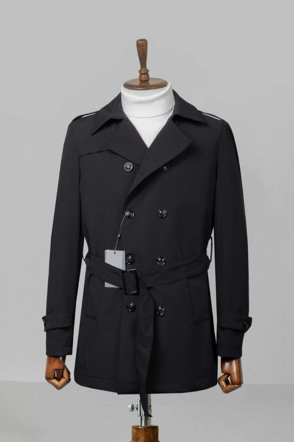 Wholesale Men Black Trench Coat 738163