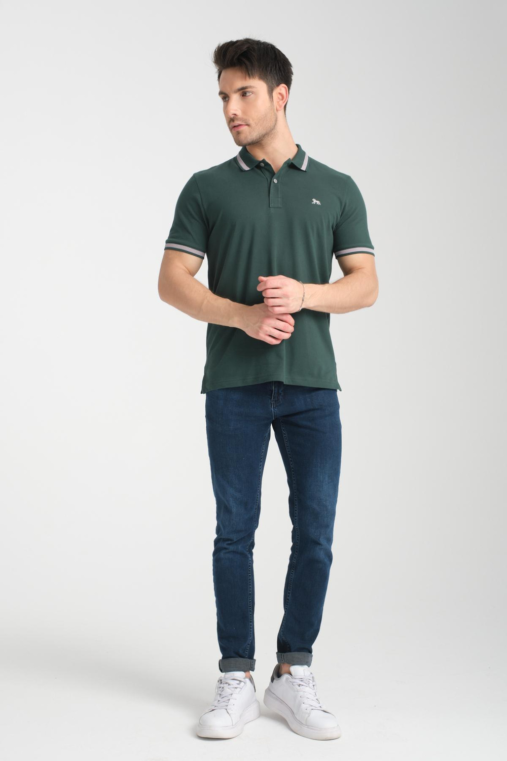 Wholesale Men Dark Green Polo T-shirt