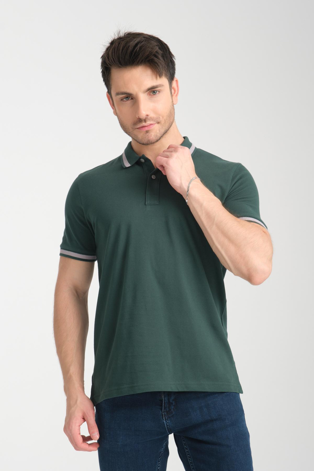 Wholesale Men Dark Green Polo T-shirt