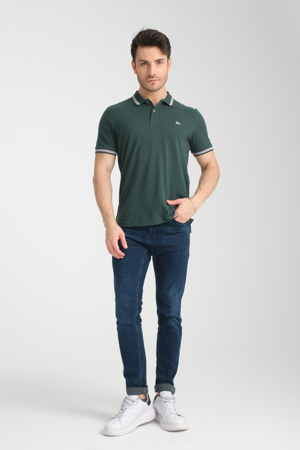 Wholesale Men Dark Green Polo T-shirt