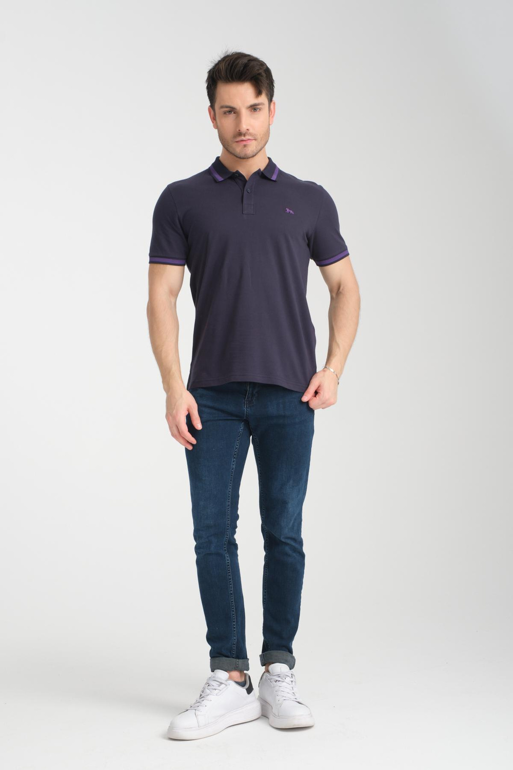 Wholesale Men Dark Purple Polo T-shirt