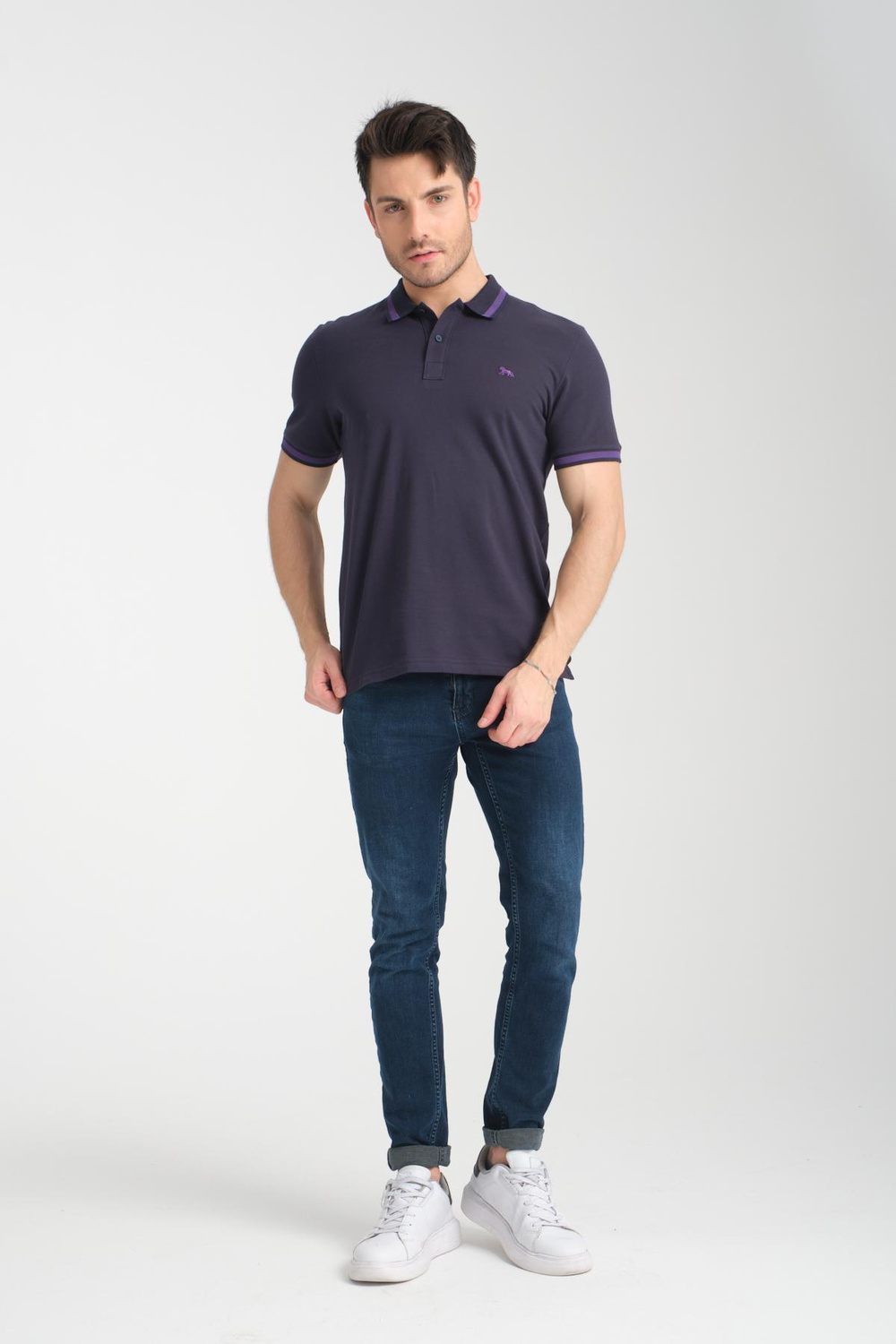 Wholesale Men Dark Purple Polo T-shirt