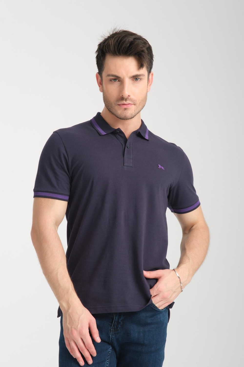 Wholesale Men Dark Purple Polo T-shirt