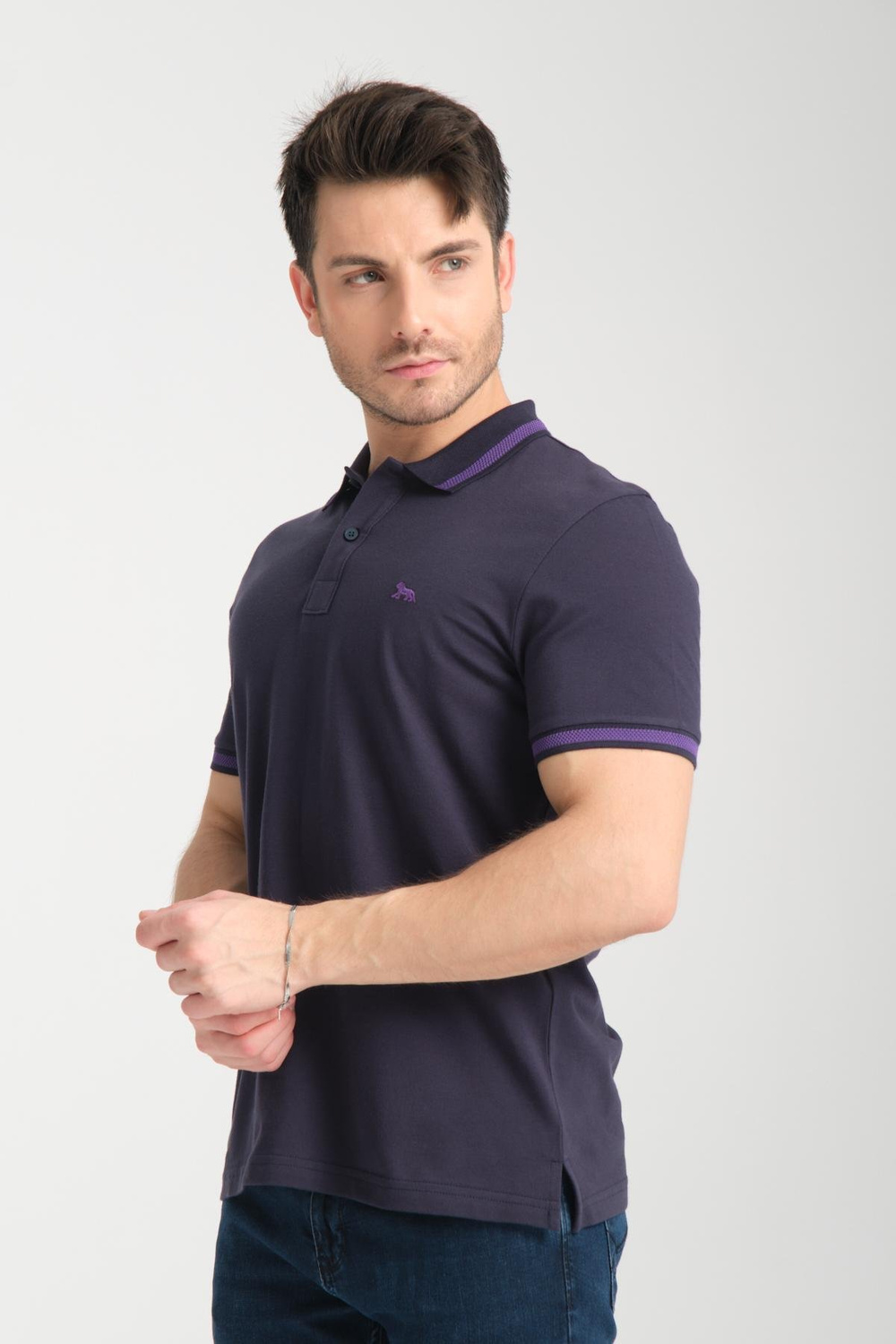 Wholesale Men Dark Purple Polo T-shirt
