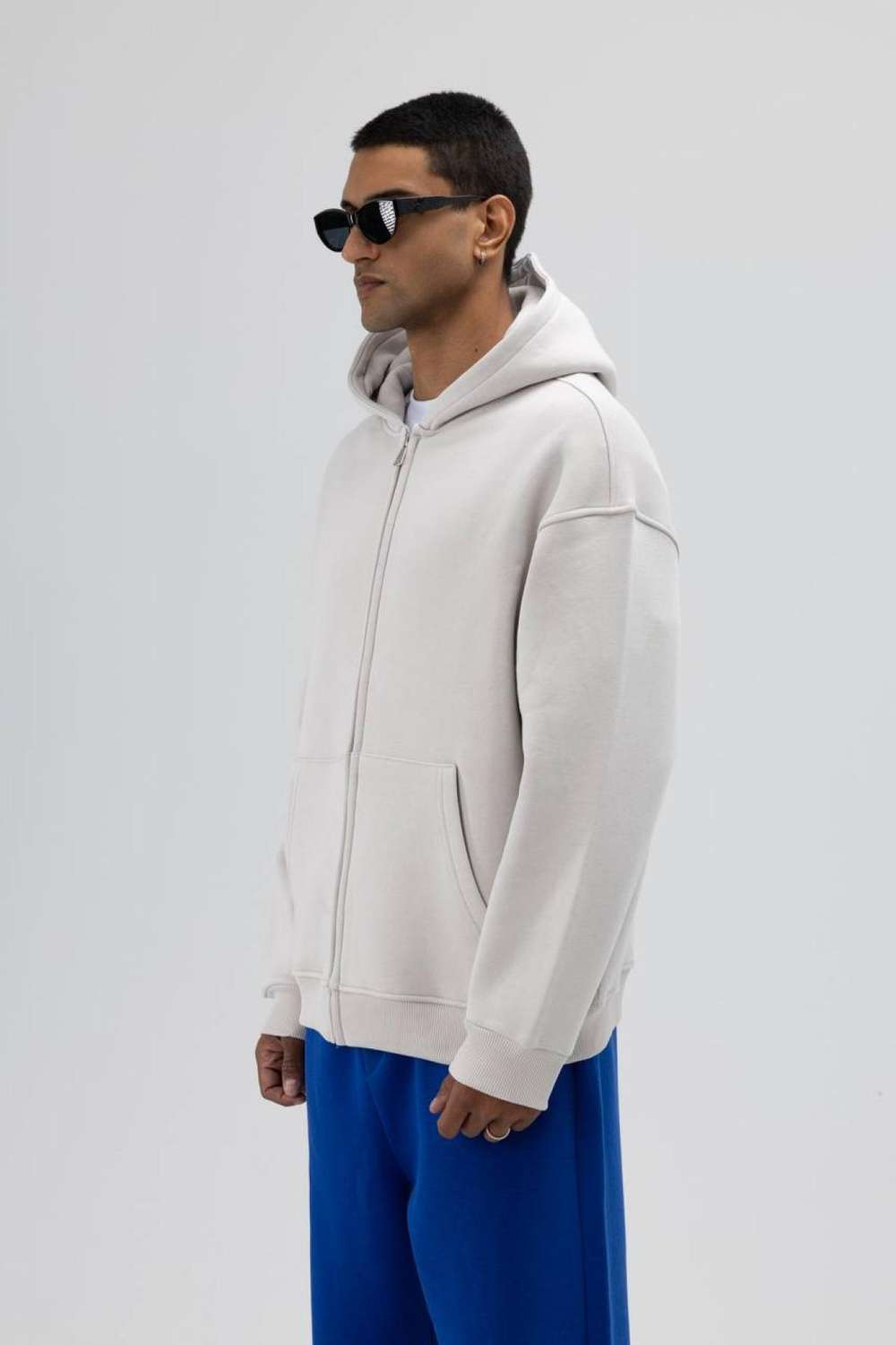 Wholesale Men Light Stone Zip-Up Hoodie