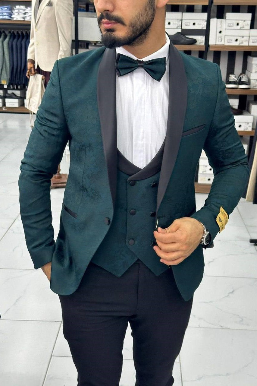 Wholesale Men Petrol Three-Piece Suit 1744W26-005