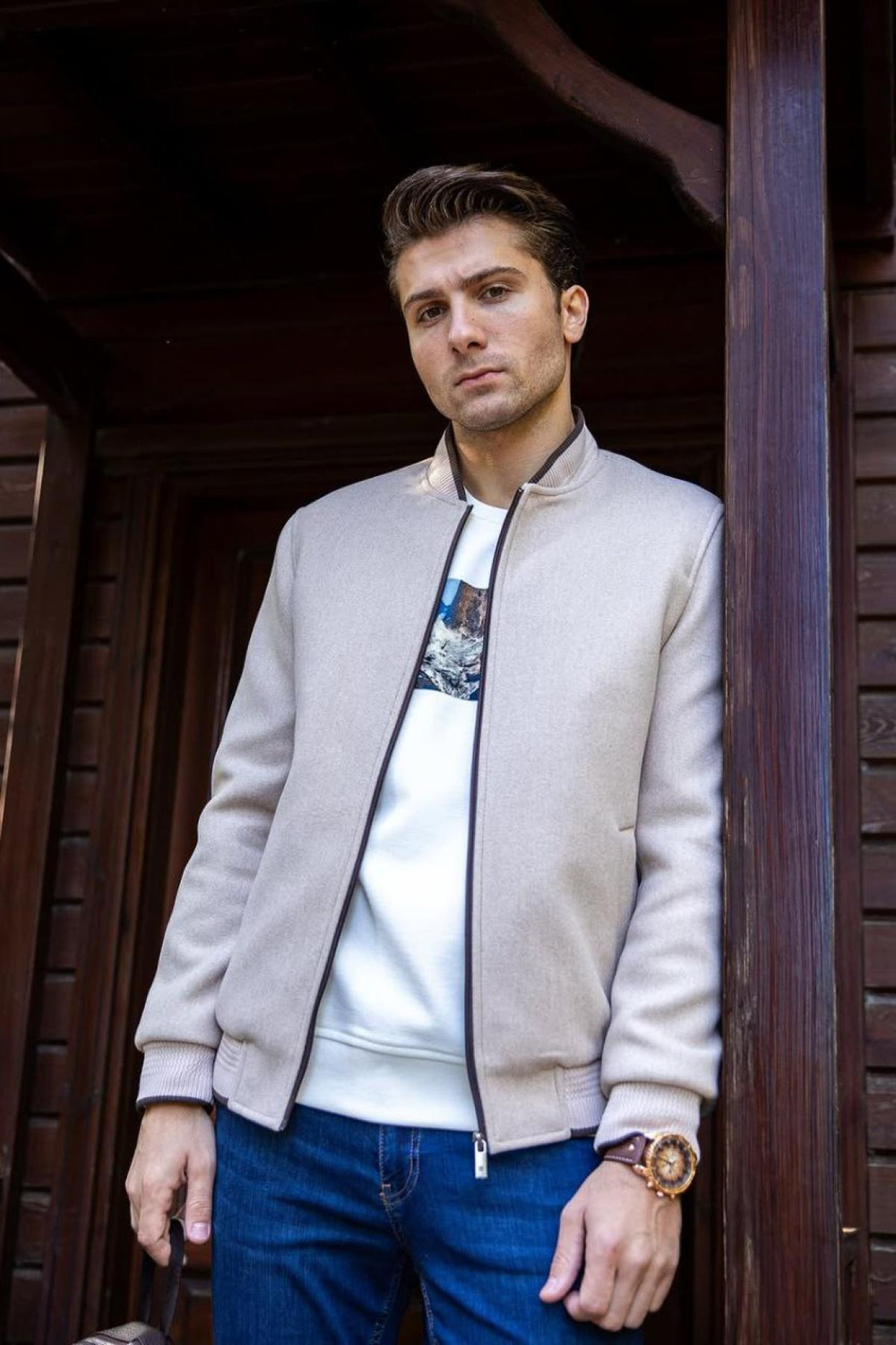 Wholesale Men Stone Varsity Jacket