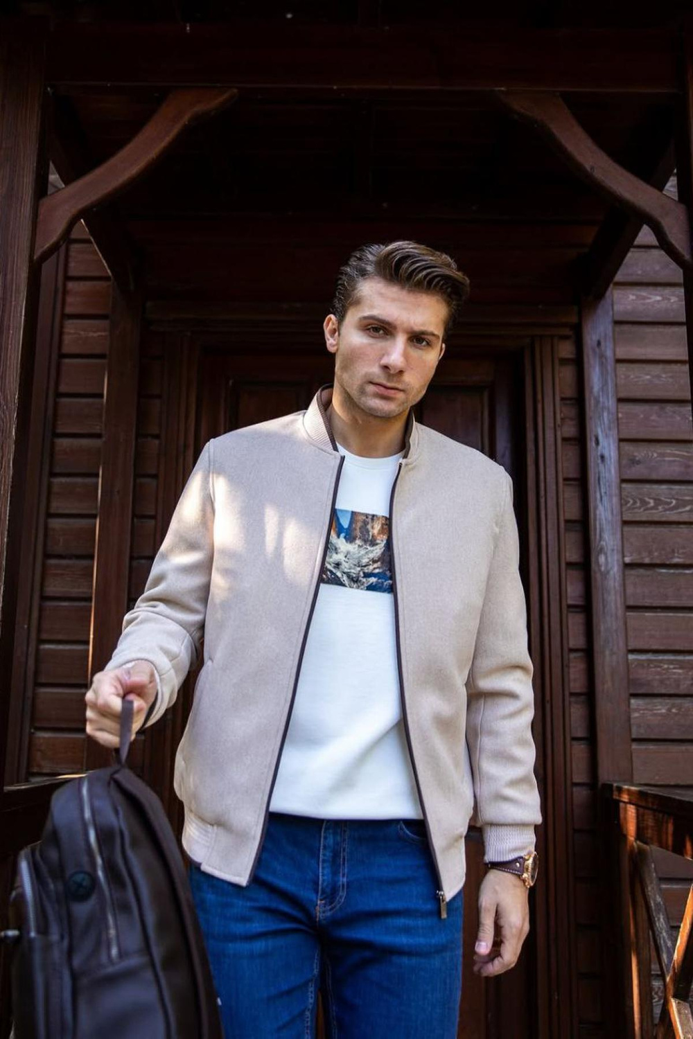 Wholesale Men Stone Varsity Jacket