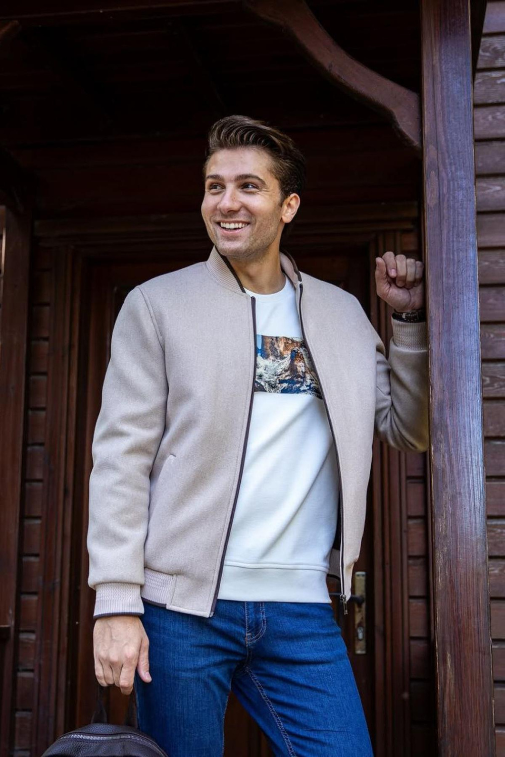 Wholesale Men Stone Varsity Jacket