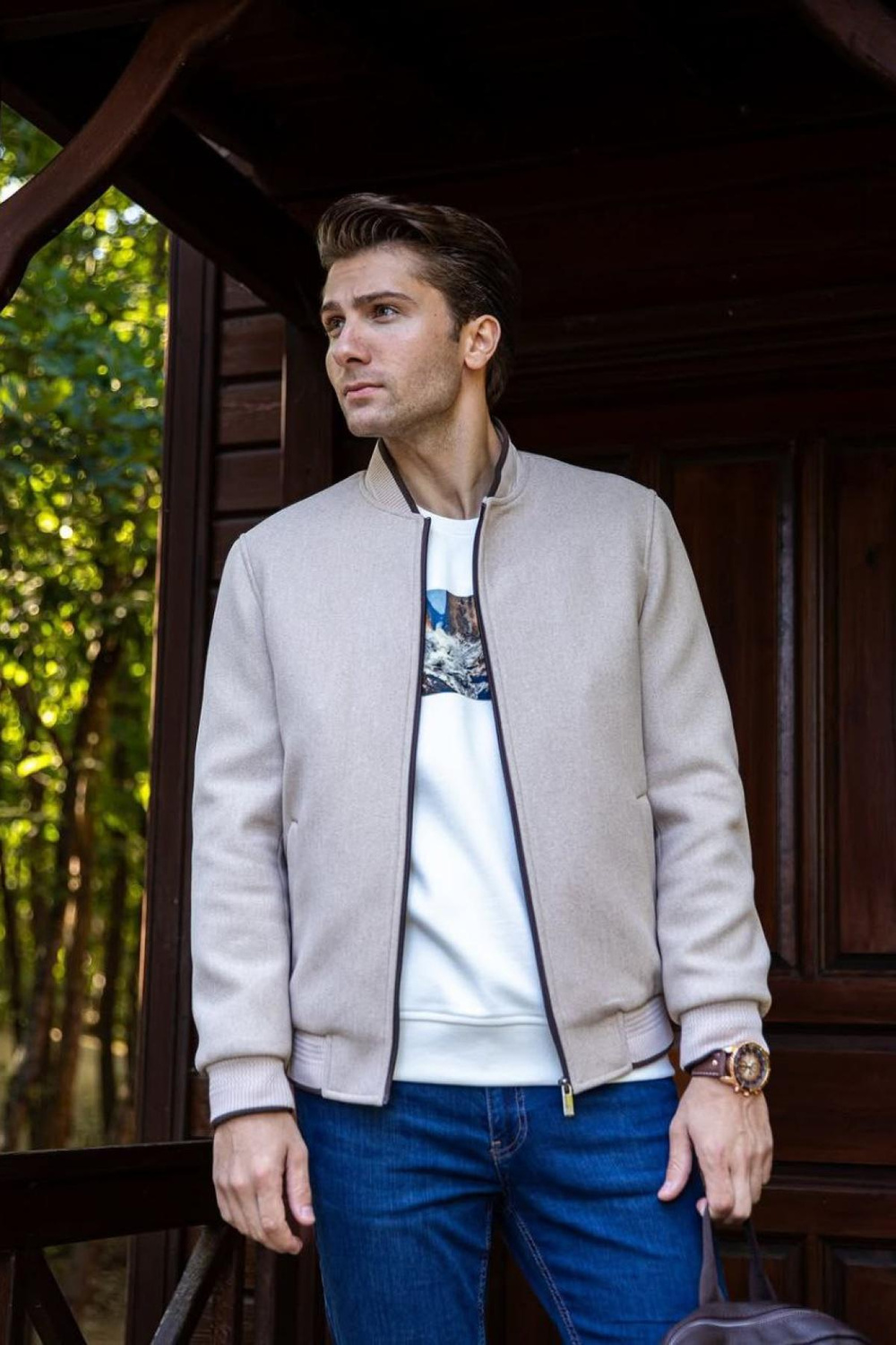 Wholesale Men Stone Varsity Jacket