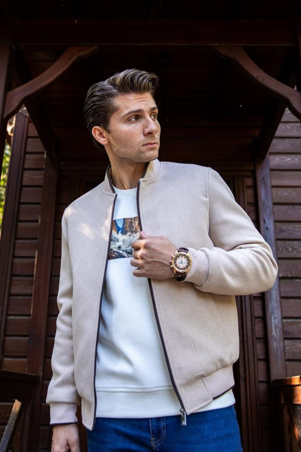 Wholesale Men Stone Varsity Jacket