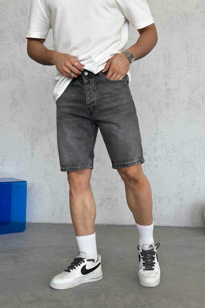 Wholesale Men's Anthracite Denim Shorts 1504W26-SRT2695