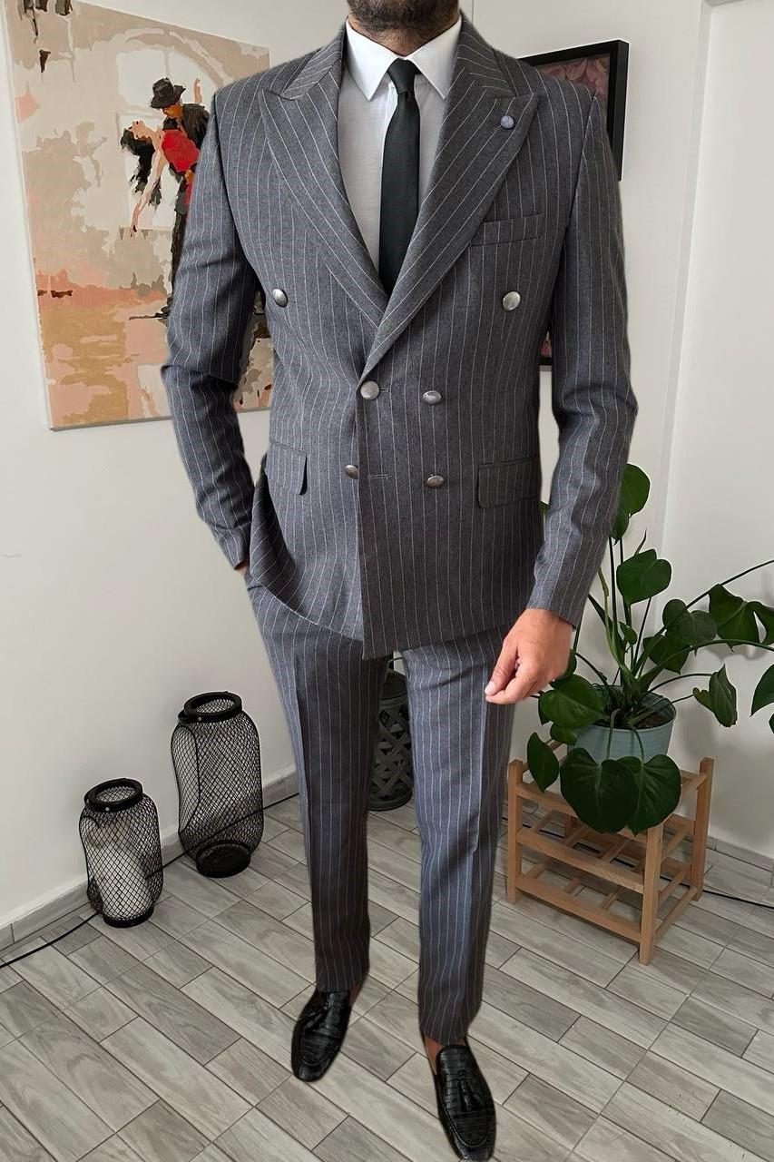 Wholesale Men's Anthracite Two-Piece Suit 1701W26-067