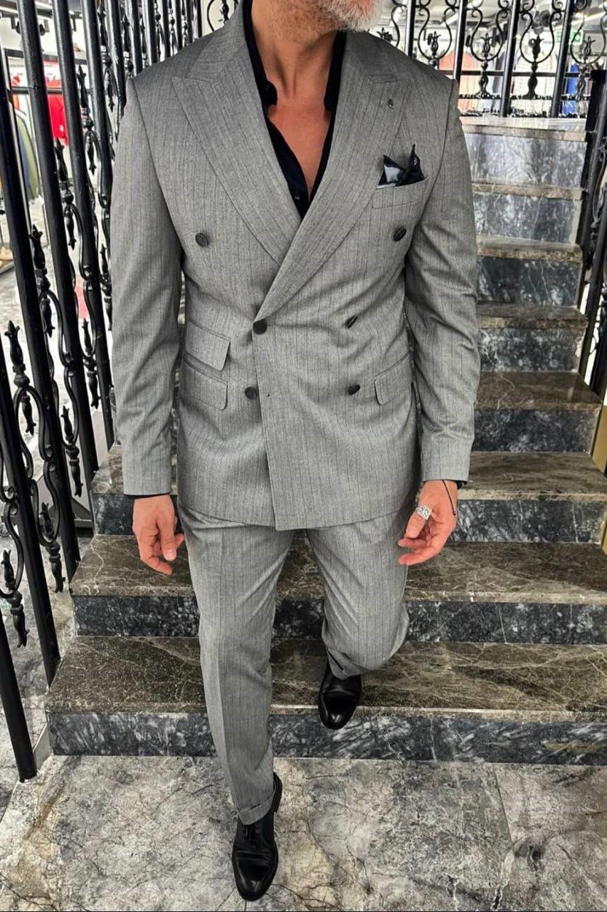 Wholesale Men's Anthracite Two-Piece Suit 1702W26-0514
