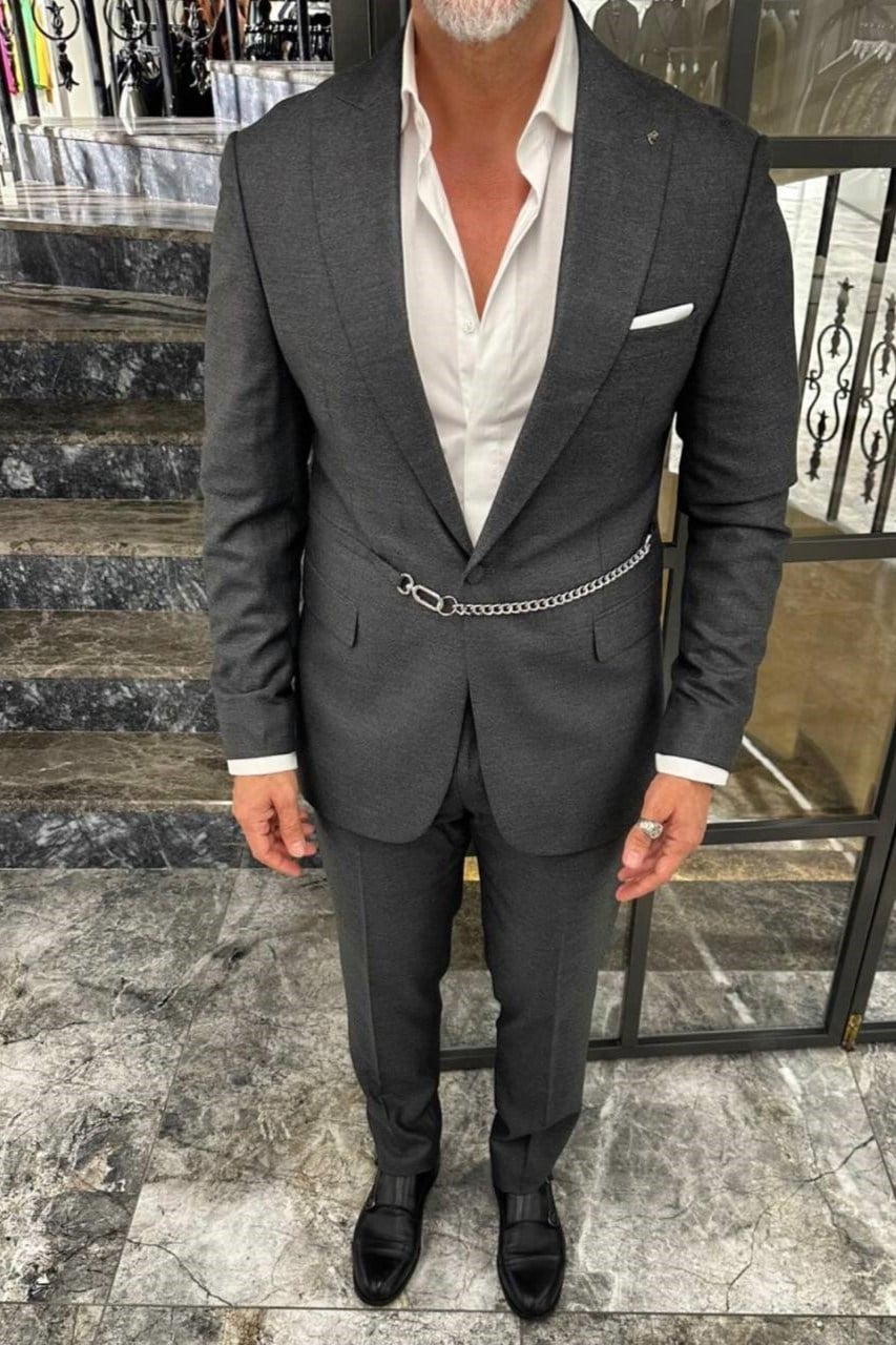 Wholesale Men's Anthracite Two-Piece Suit 1702W26-0513