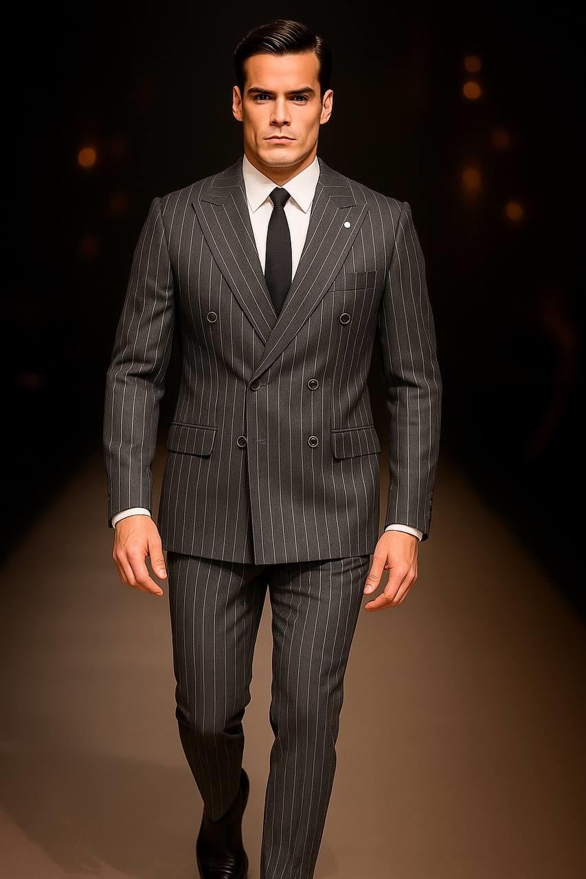 Wholesale Men's Anthracite Two-Piece Suit 1701W26-042