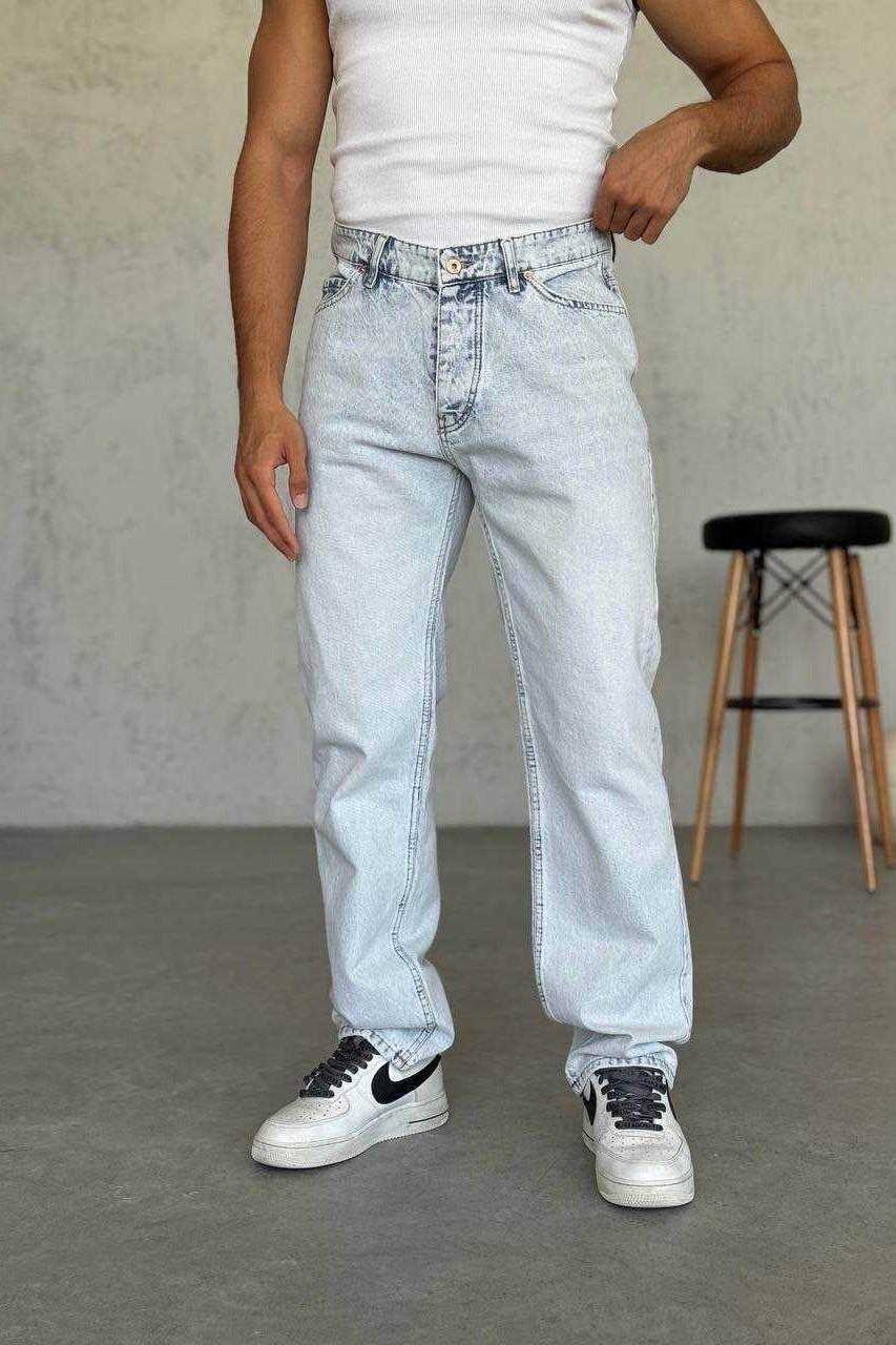 Wholesale Mens Aqua Blue Baggy Jeans