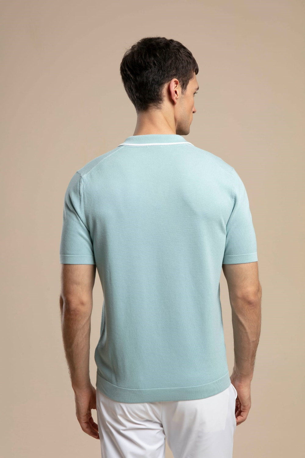 Wholesale Mens Baby Blue Knit Polo T-Shirt