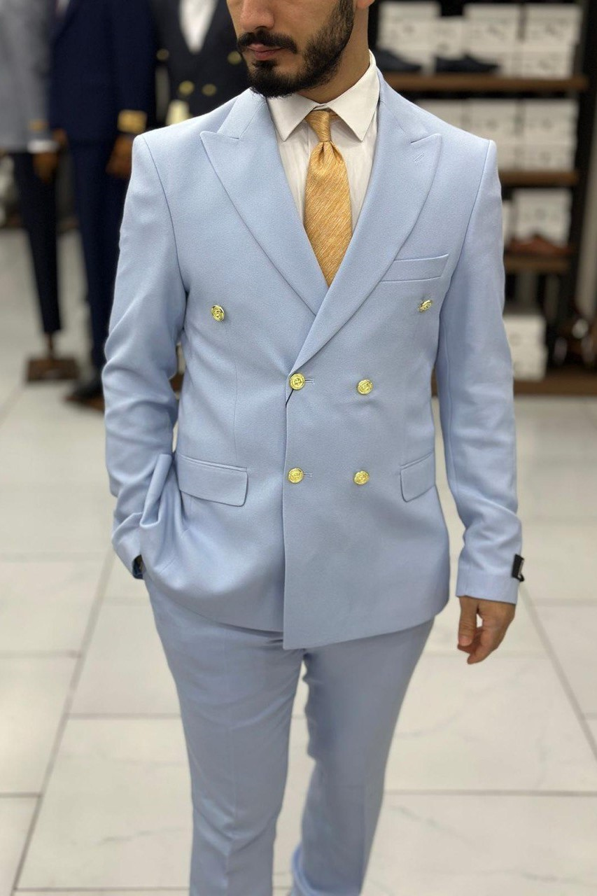 Wholesale Men's Baby Blue Plus Size Two-Piece Suit 1744W26-025