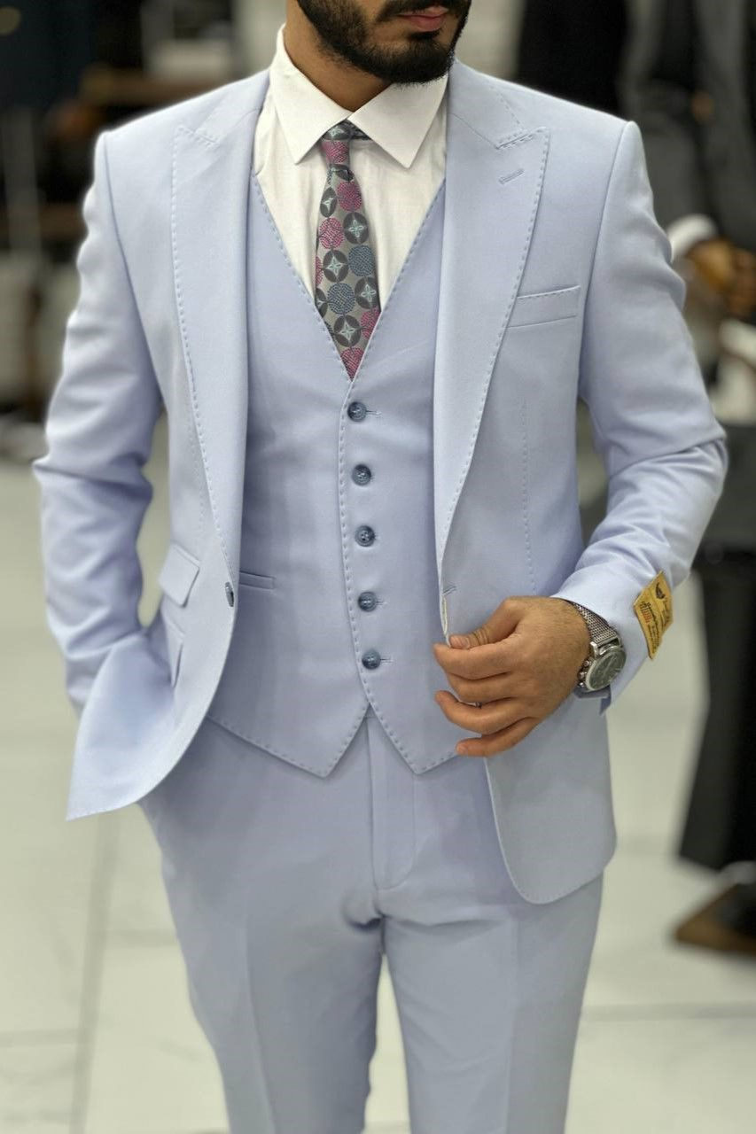 Wholesale Men's Baby Blue Three-Piece Suit 1744W26-036