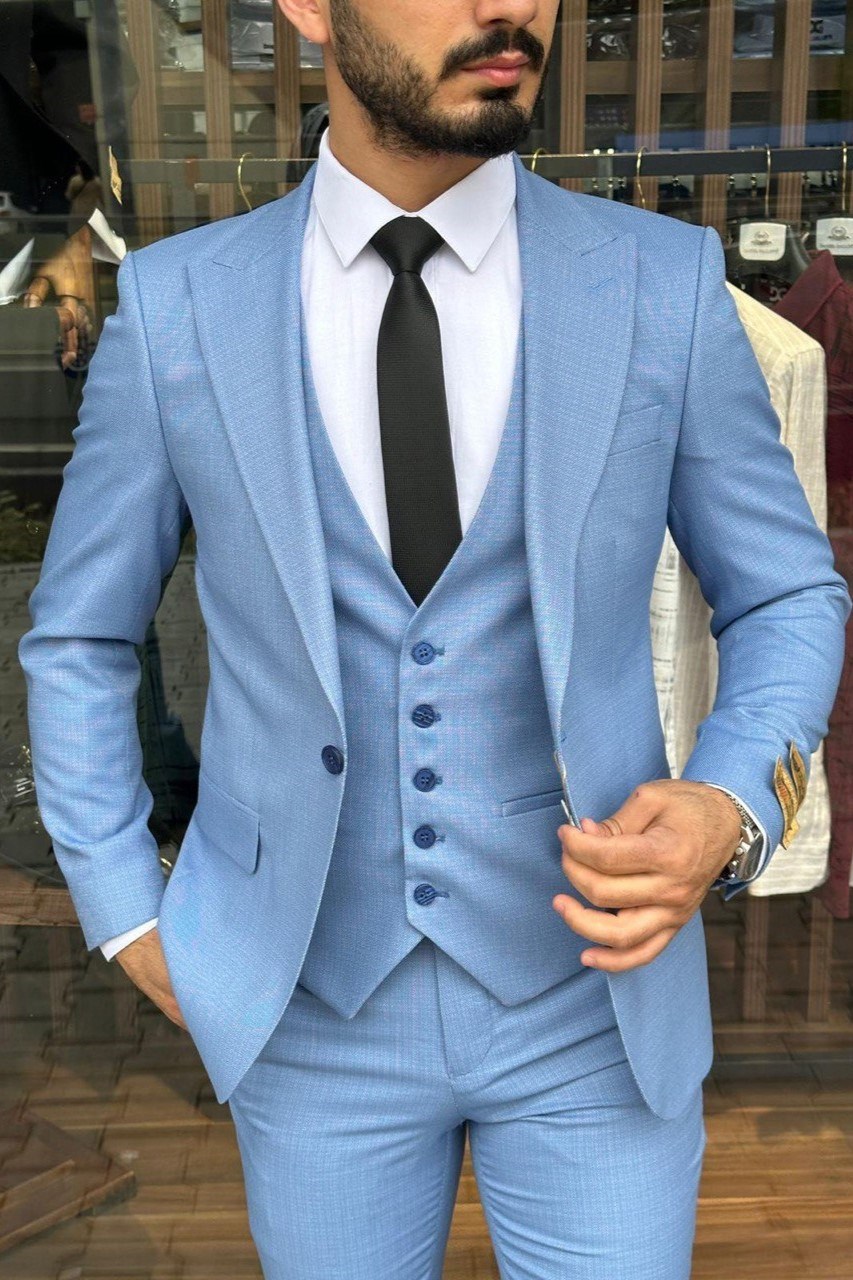 Wholesale Men's Baby Blue Three-Piece Suit 1744W26-047