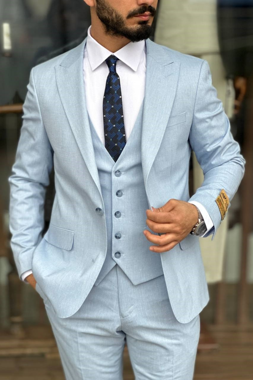 Wholesale Men's Baby Blue Three-Piece Suit 1744W26-040
