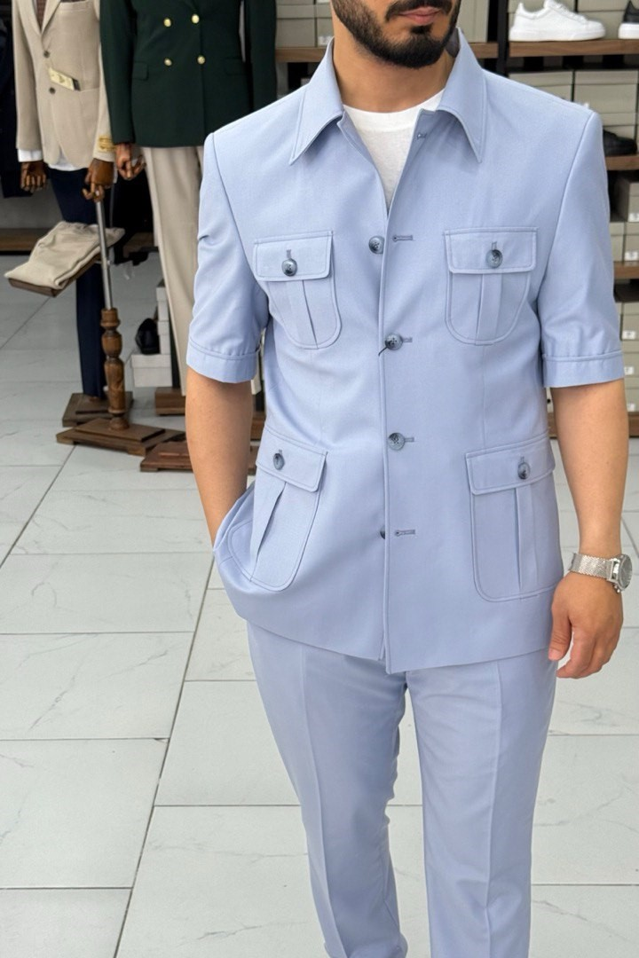 Wholesale Men's Baby Blue Two-Piece Suit 1744W26-045