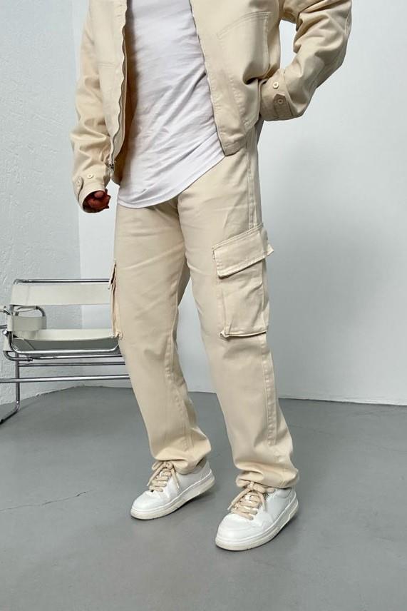 Wholesale Men's Beige Baggy Pants 1504W26-PNT2380
