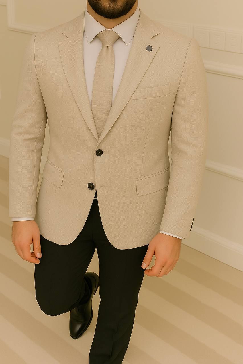 Wholesale Men's Beige Blazer Jacket 1701W26-038