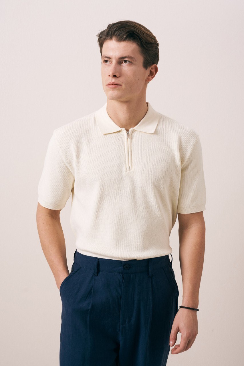 Wholesale Mens Beige Knit T-Shirt