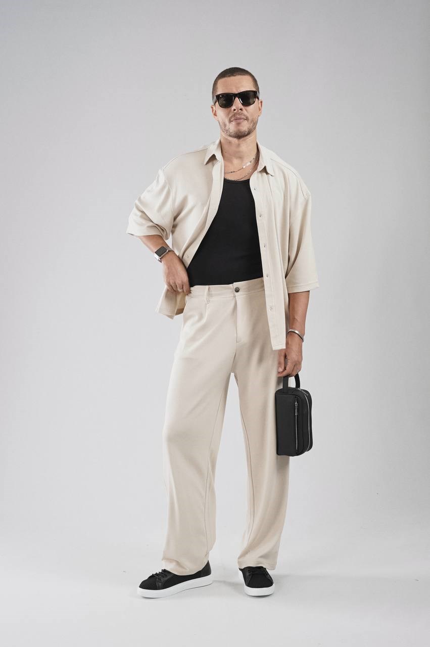 Wholesale Mens Beige Shirt and Pants Set