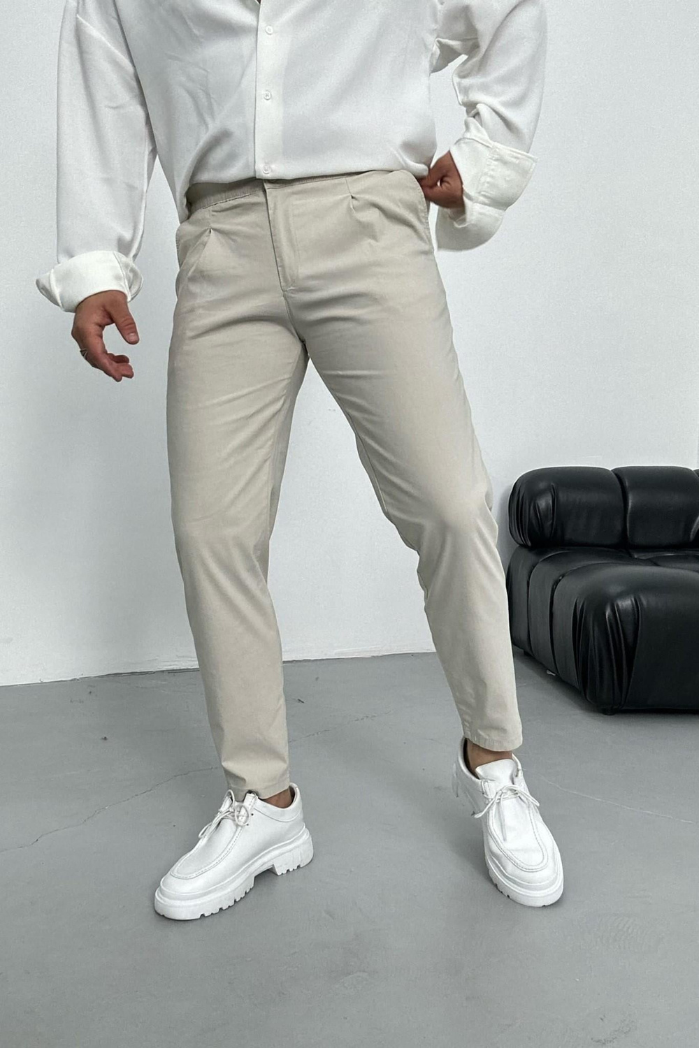 Wholesale Men's Beige Slim Fit Pants 1504W26-PNT5004