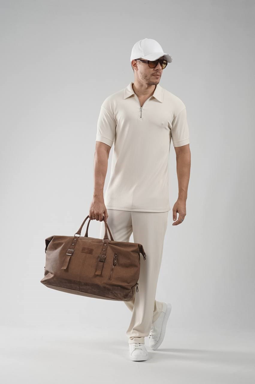 Wholesale Mens Beige T-Shirt and Pants Set