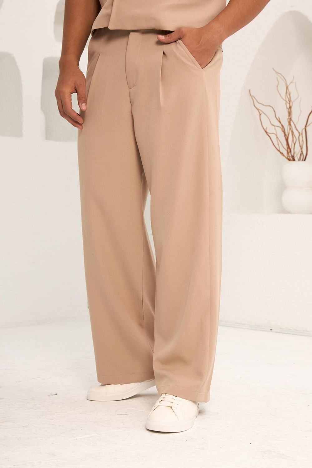 Wholesale Mens Beige T-Shirt and Pants Set