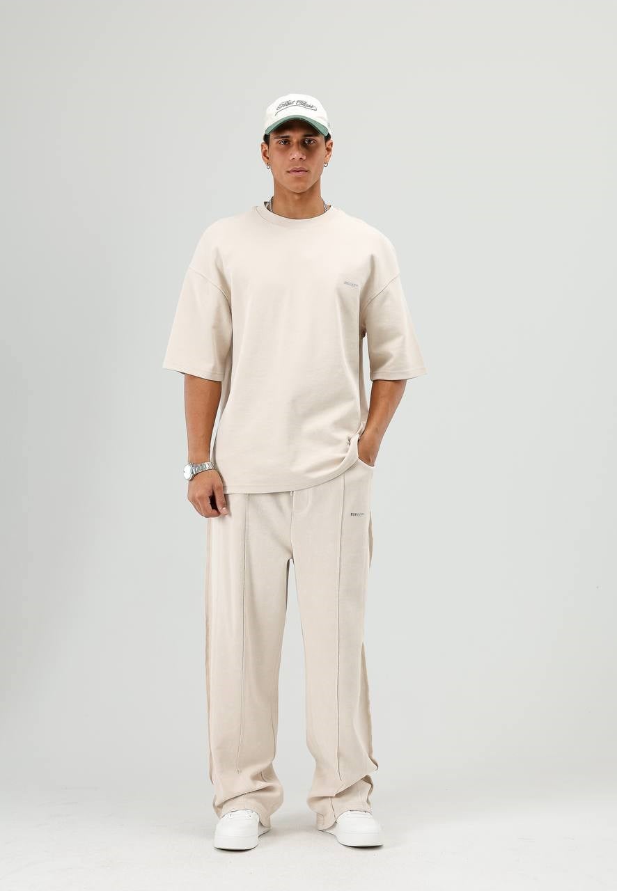 Wholesale Mens Beige T-Shirt and Pants Set