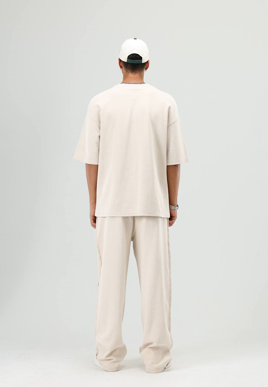 Wholesale Mens Beige T-Shirt and Pants Set