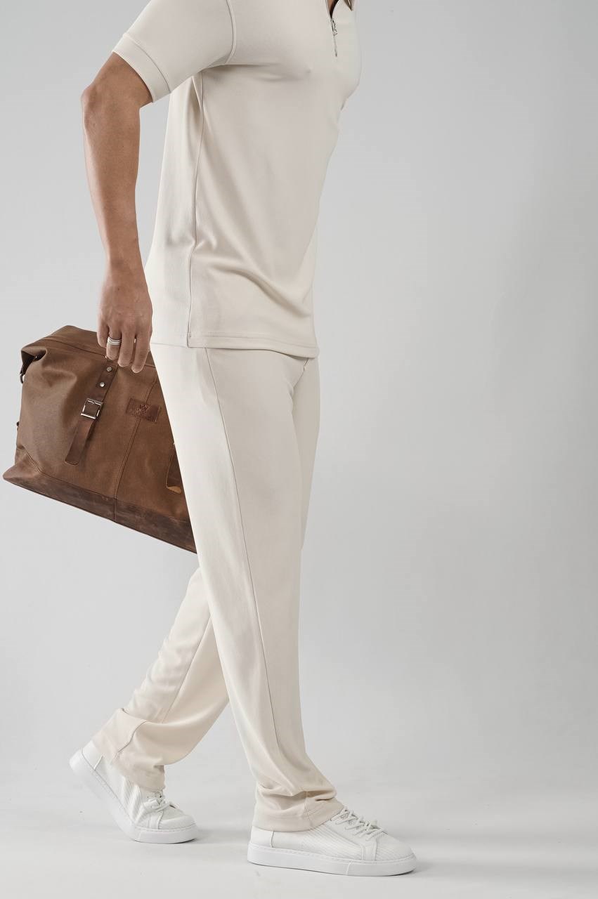 Wholesale Mens Beige T-Shirt and Pants Set