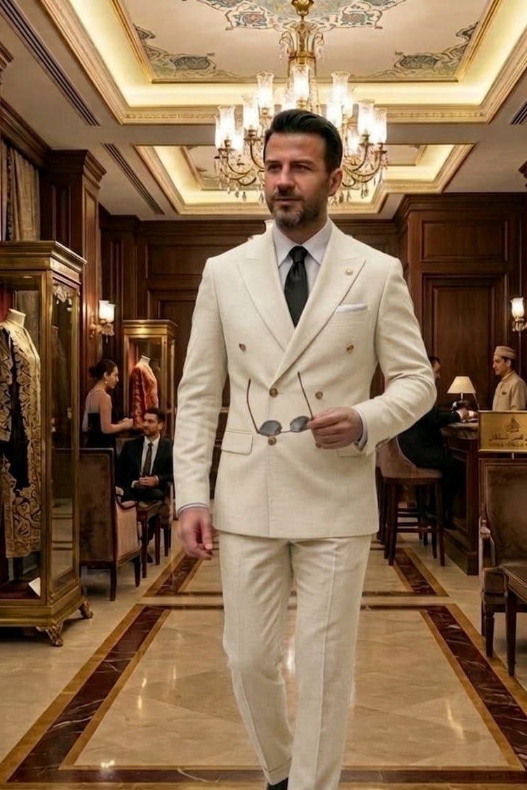 Wholesale Men's Beige Two-Piece Suit 1701W26-096