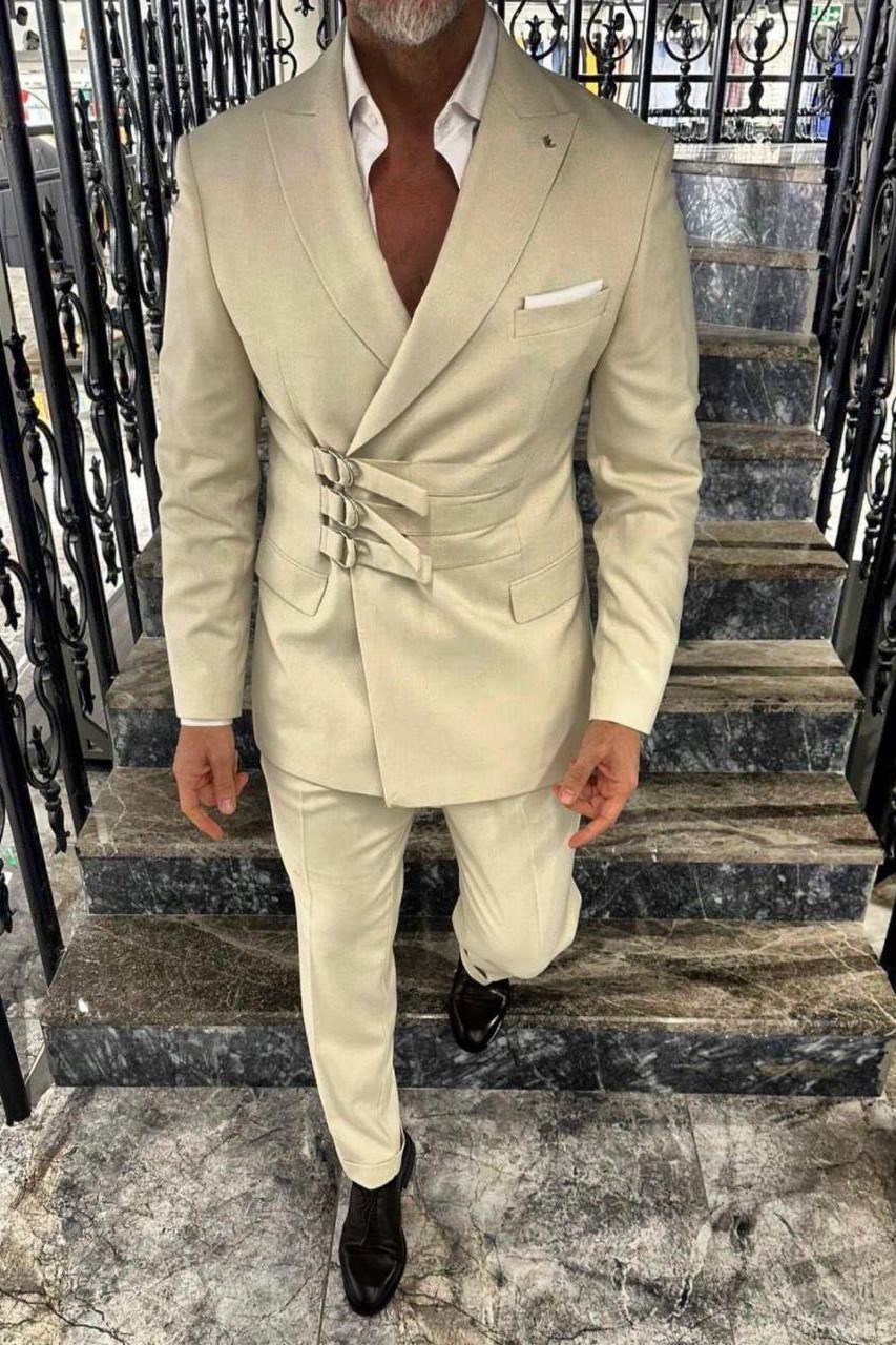 Wholesale Men's Beige Two-Piece Suit 1702W26-0521