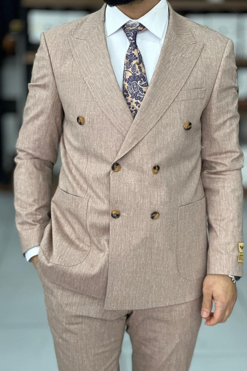 Wholesale Men's Beige Two-Piece Suit 1744W26-038