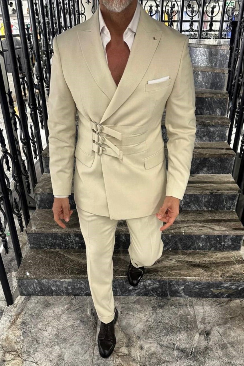 Wholesale Men's Beige Two-Piece Suit 1702W26-0507
