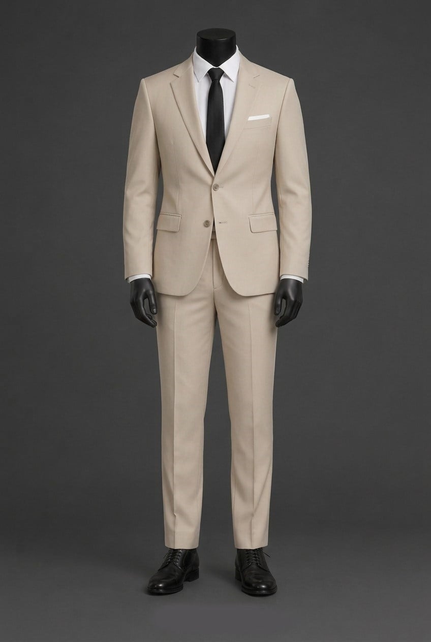 Wholesale Men's Beige Two-Piece Suit 1701-121